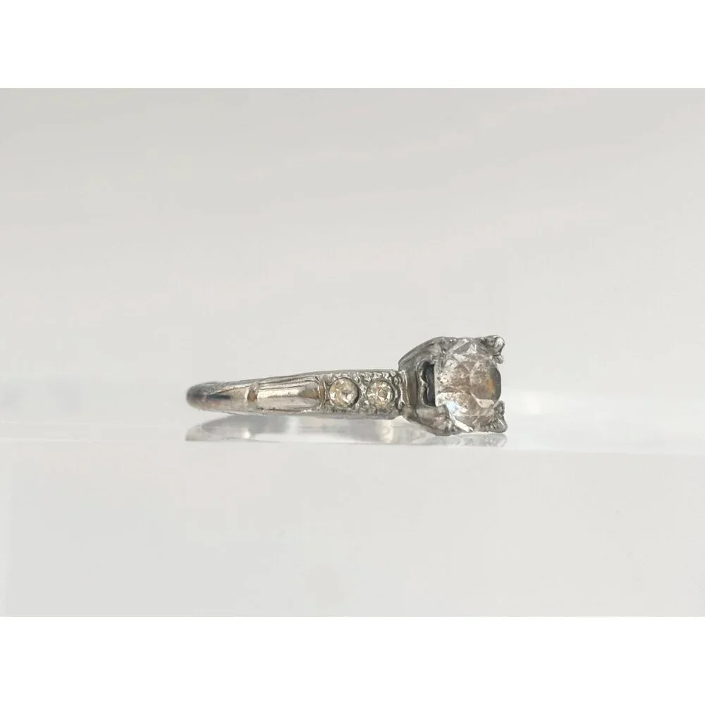 Sterling CZ Multi Gemstone Cocktail Style Jewelry Vintage Ring - sz 6